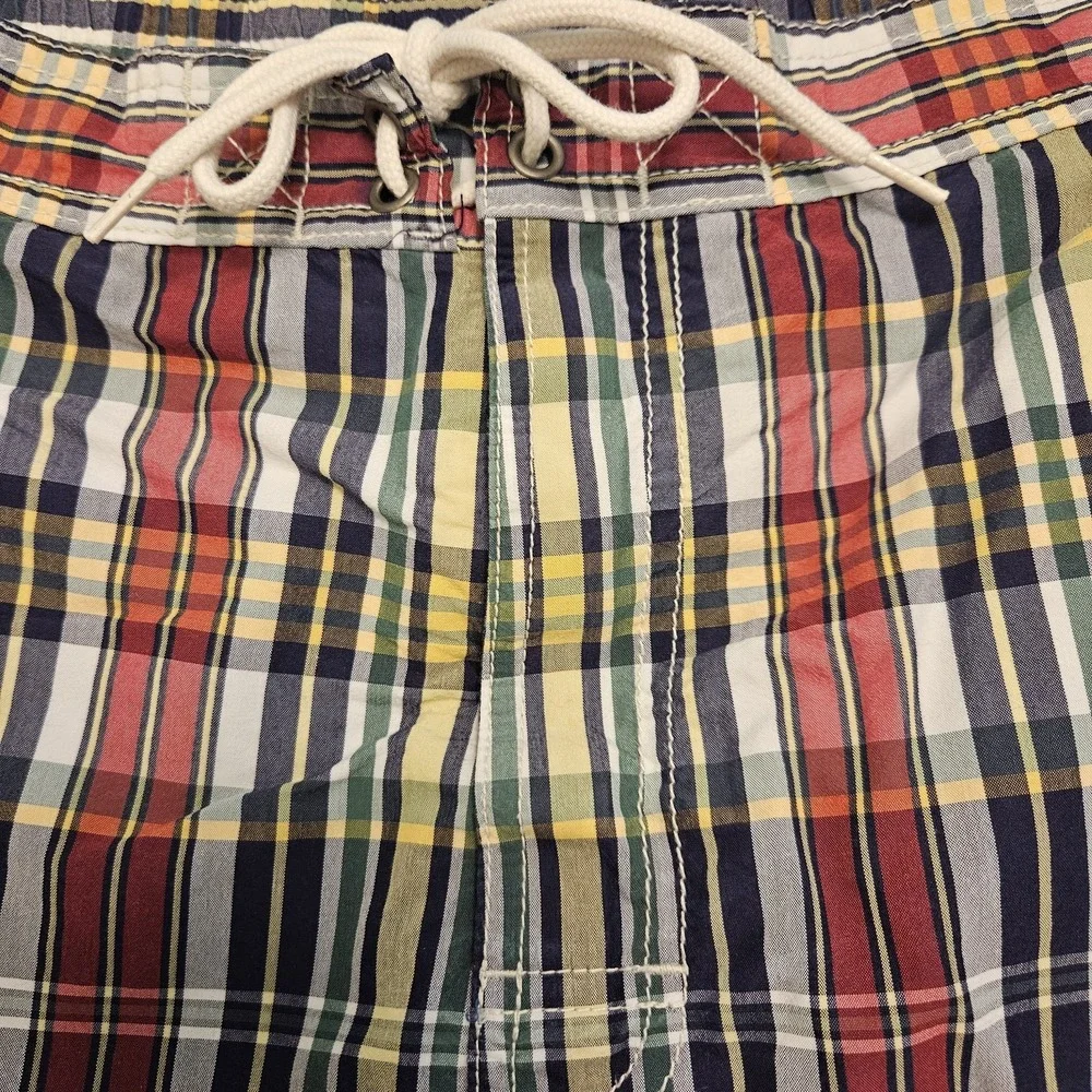 Polo Ralph Lauren Swim Trunks Adult‎ XL Plaid Lined Board Shorts Red Pony Mens